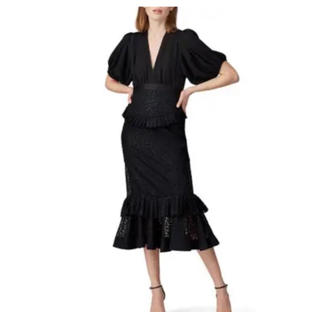 Alexis Dilarra Tiered Lace Midi Dress- size L